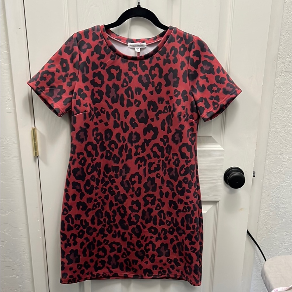 Bailey Blue Burnt Orange Leopard Print Dress
